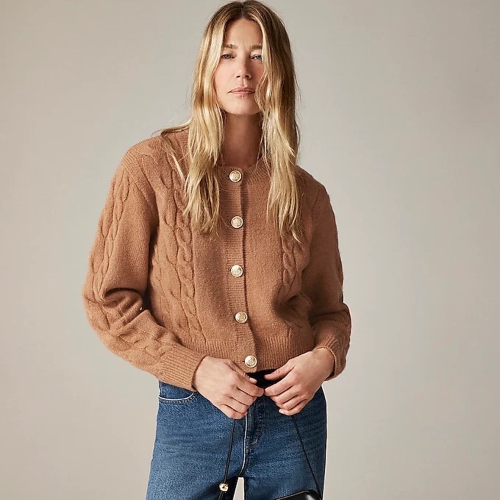 J. Crew Brown Cable Knit Cardigan